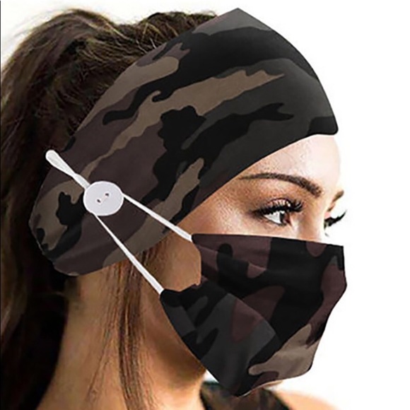 Brand New Face Mask & Headband Set Army Green Camo - Picture 5 of 12